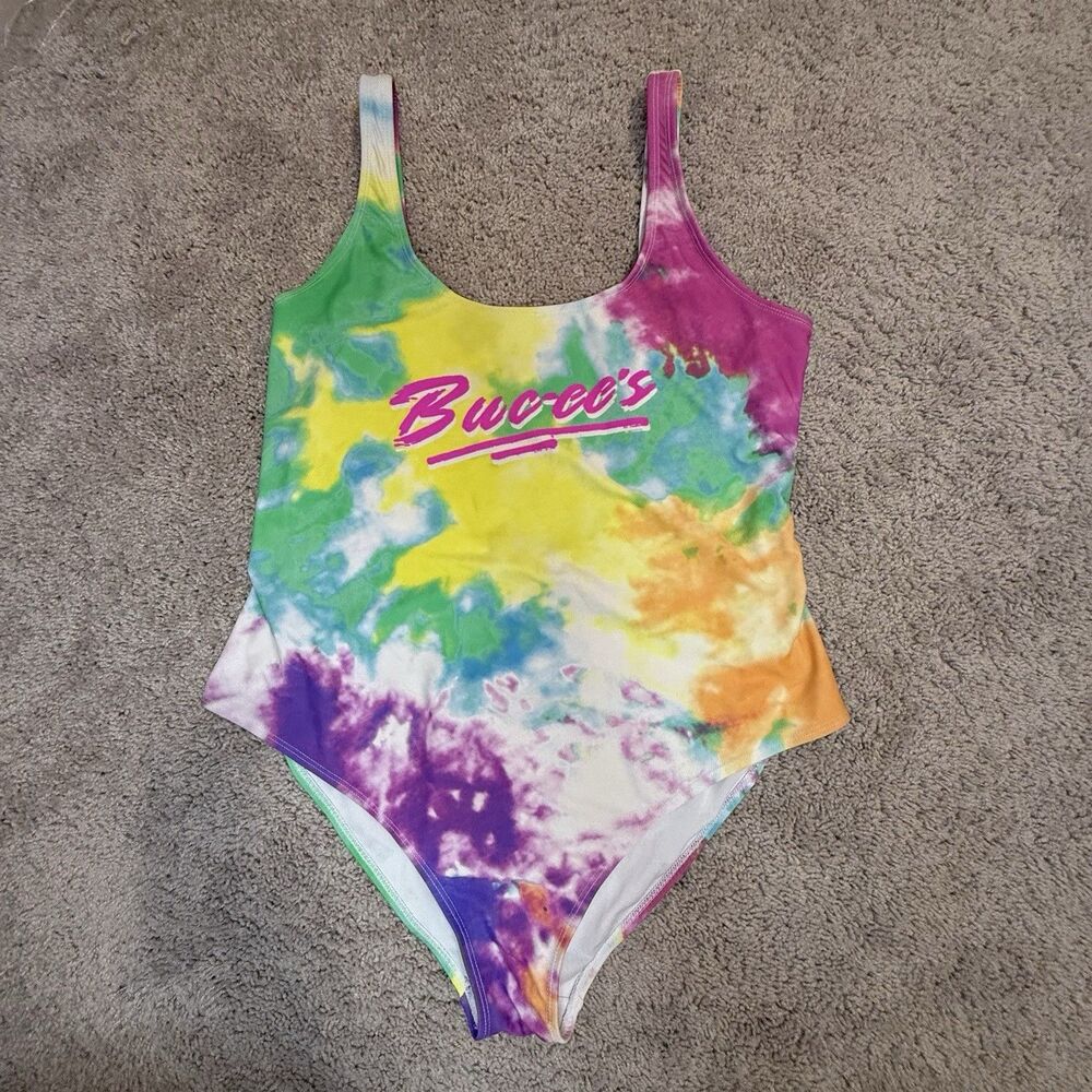 Buc-ees Beaver One Piece Swimsuit Womens XL Tye Dye Bucees Bathing Suit